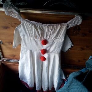 White Dress with Red Accents